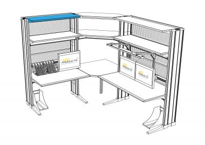 ESD Superstructure Standard 1200 x 400 mm Knurr Vertiv Workstations Elicon Consoles ESD Products